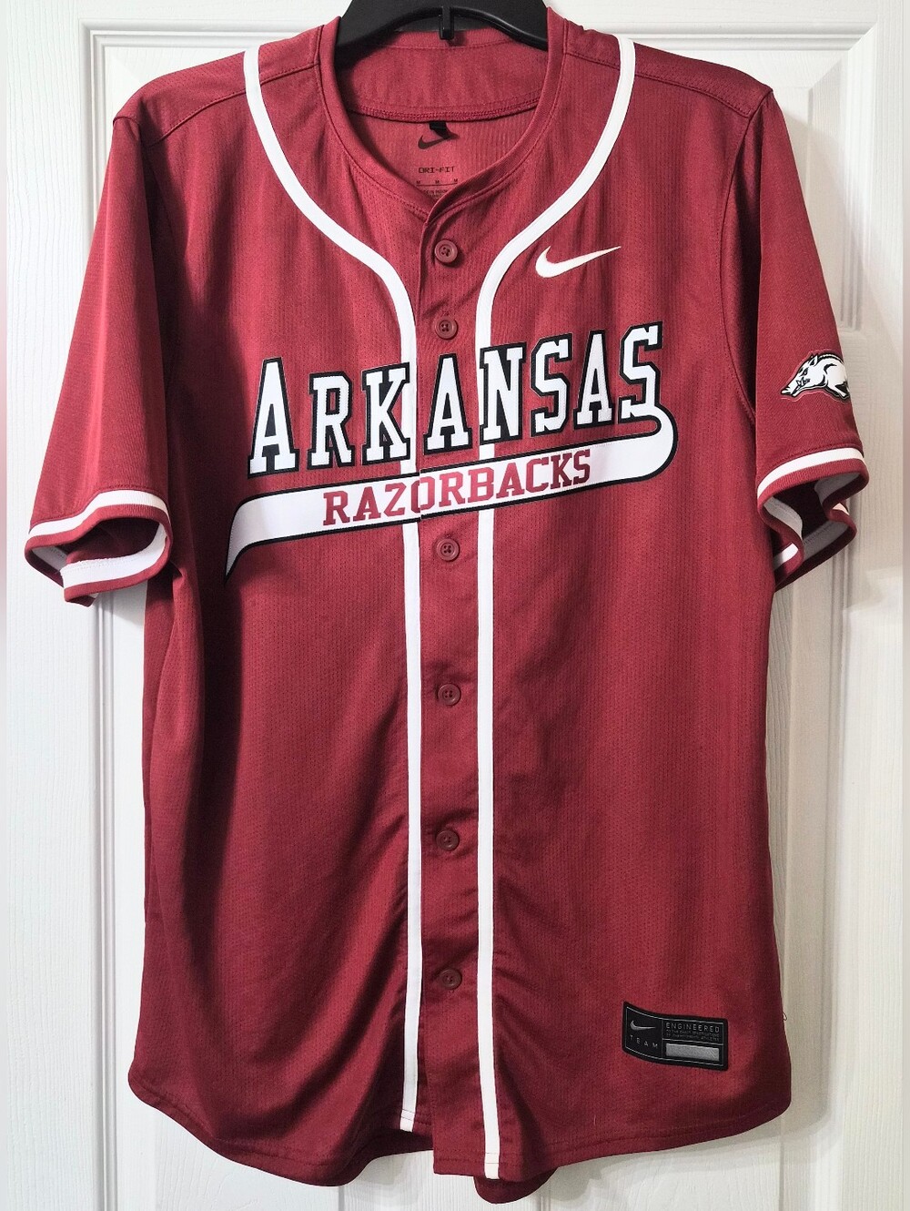 Men's Nike Arkansas Razorbacks Full Button Down Baseball Jersey Sz. M